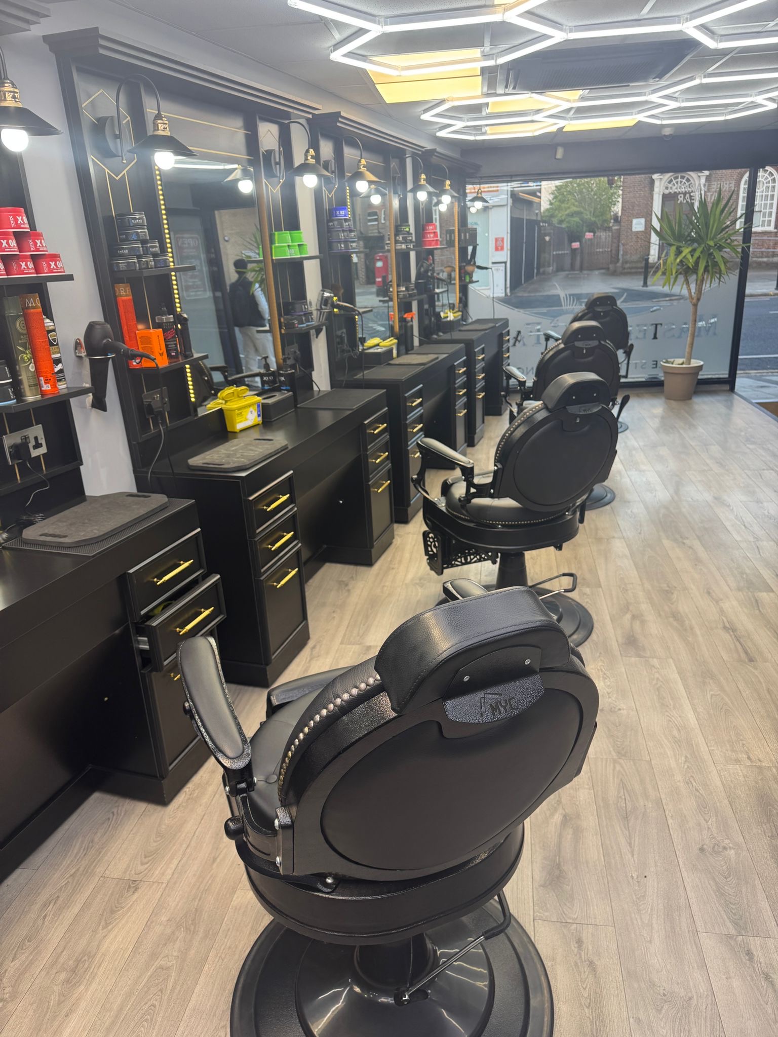Styling stations at Master Fade barber shop Watford