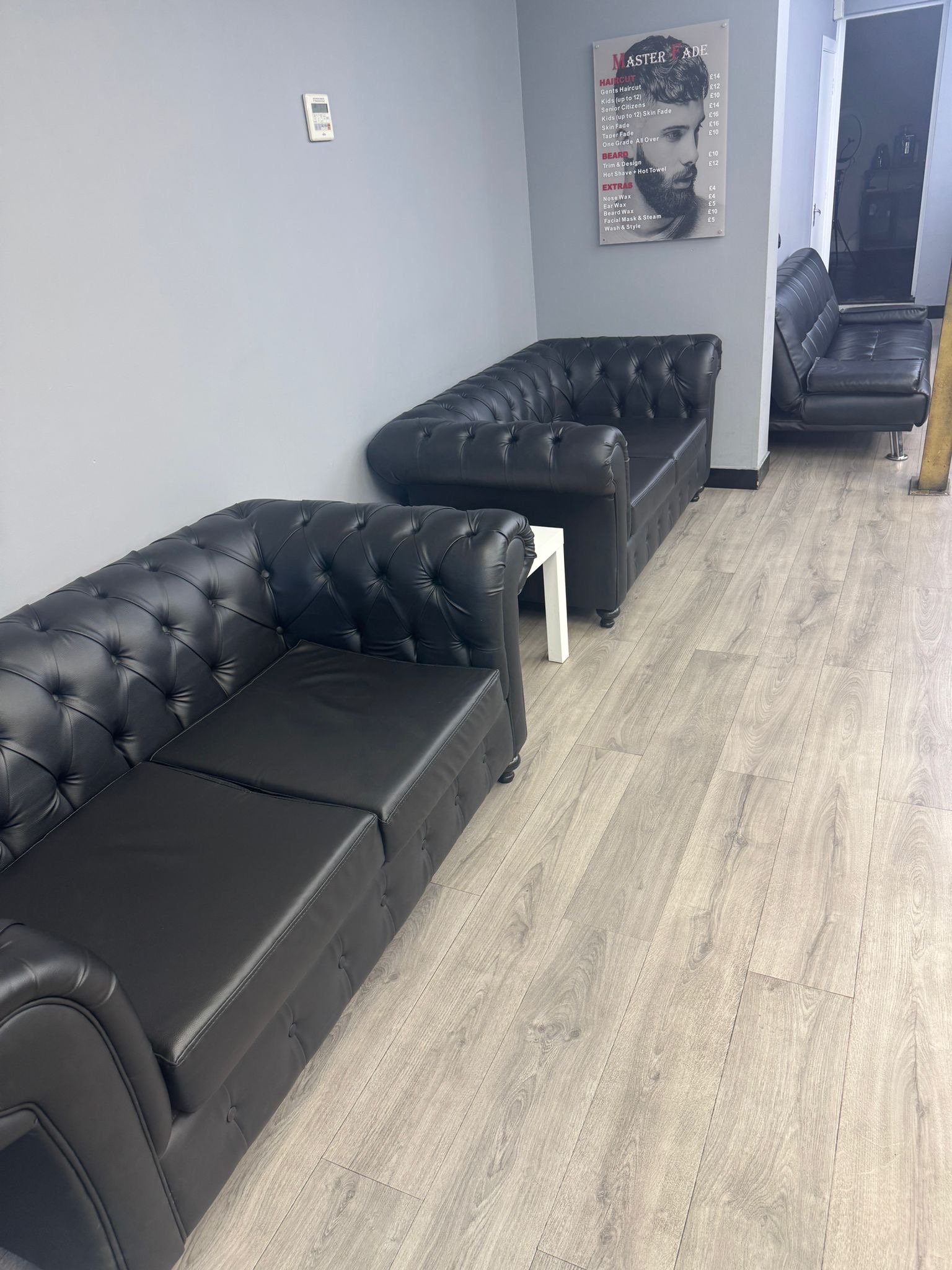 Waiting area at Master Fade Watford barber